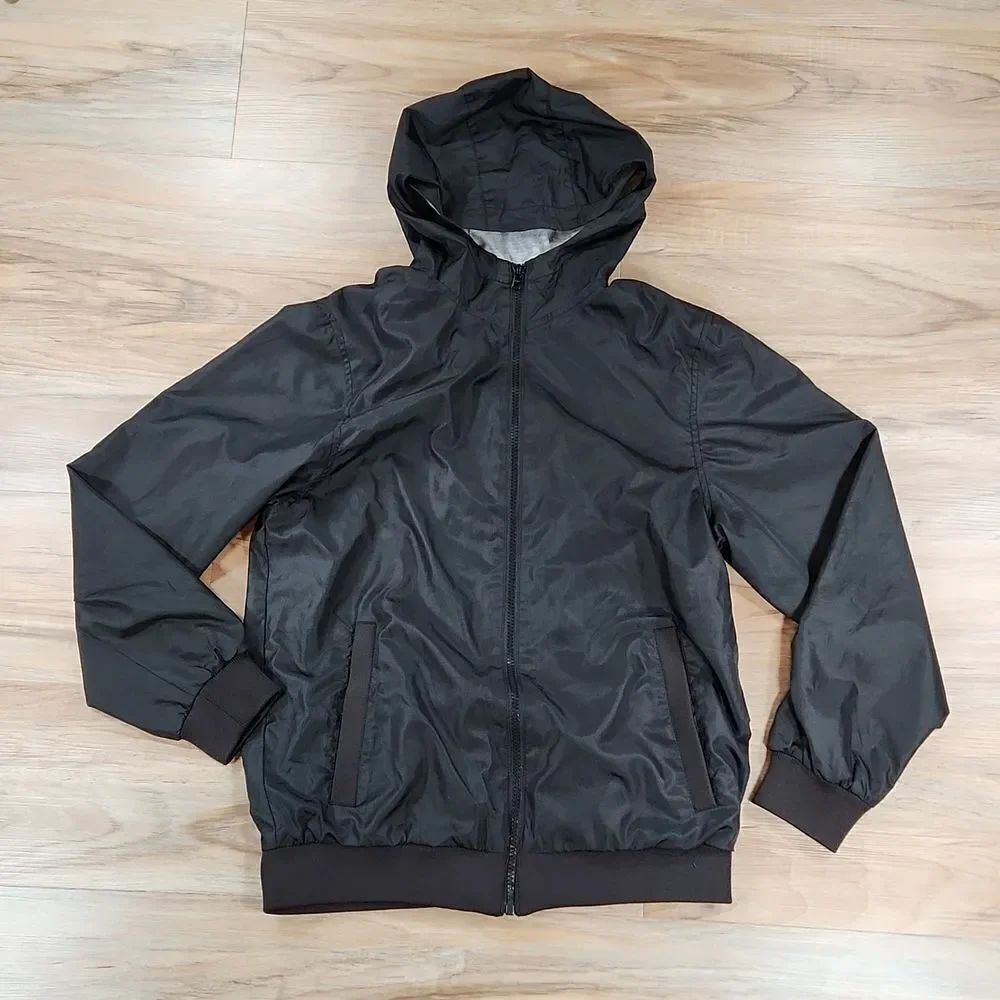 🧡Old Navy Black Lightweight Windbreaker Jacket w/Hood XLarge